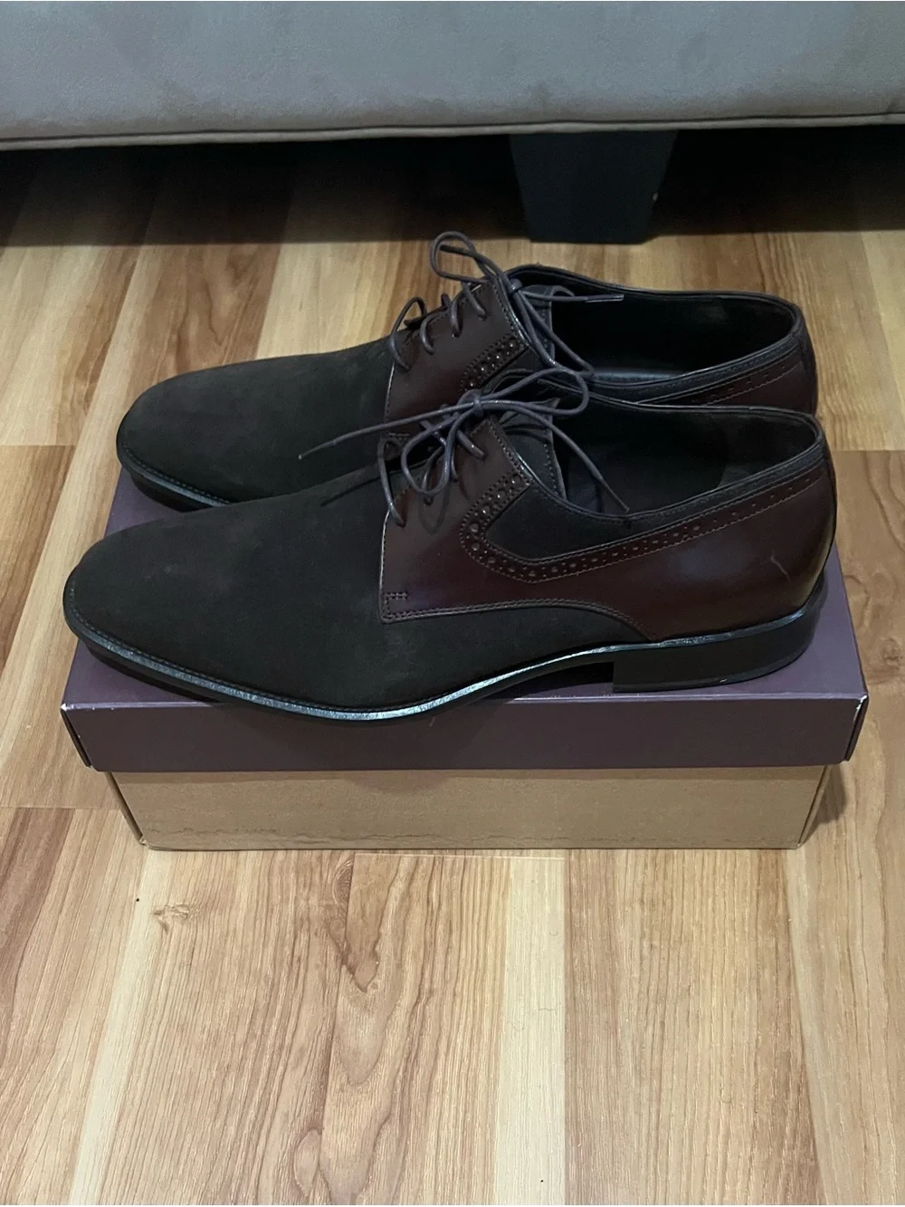 Men's Florsheim Shoes - Dark Brown Suede & Leather
